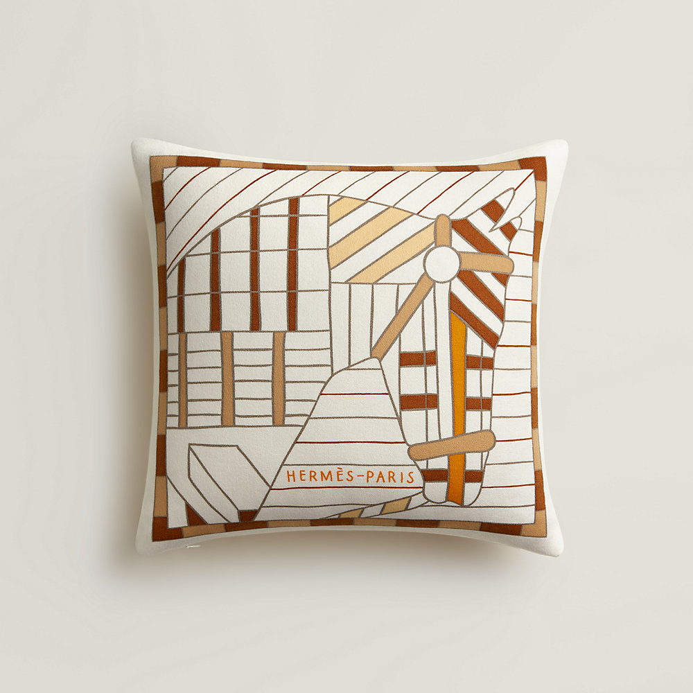 Cheval au Faubourg pillow - Green | Hermès USA